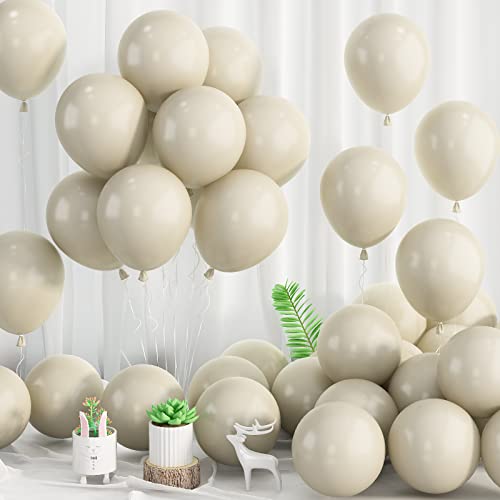 Luftballon Weiß 12 Zoll, 50 Stück Latex Helium Ballons Sand Weiß, Retro Cream Weiß Party Ballons für Geburtstag Hochzeit Valentinstag Verlobung Babyparty Geschlecht Offenbaren Dekoration von KAINSY