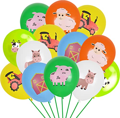 Luftballons zum Thema Bauernhof, 24 Stück 30,5 cm Tierluftballons, Partydekorationen, Schweine und Schafbauernhof Luftballons, Partyzubehör, Tiergeburtstags Party Dekorationen Bauernhof-Geburtstags von KAINSY