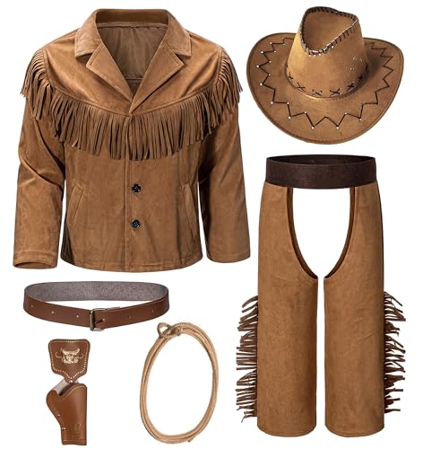 KAIPUTE Cowboy-Kostüm für Kinder, Jacke und Hose für Jungen und Mädchen, Western-Rollenspiel, Halloween, Party, Cosplay, Größe 4–5T KAIPUTE Cowboy-Kostüm für Kinder, Jacke und Hose für Jungen und Mädchen, Western-Rollenspiel, Halloween, Party, Cosplay, Größe 4–5T von KAIPUTE