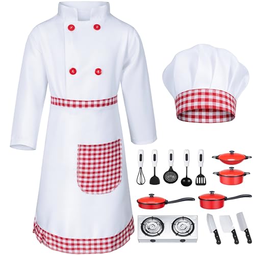Koch Kostüm für Jungen und Mädchen, für Küche, Party, Cosplay, 4-5T, Rot Koch Kostüm für Jungen und Mädchen, für Küche, Party, Cosplay, 4-5T, Rot von KAIPUTE