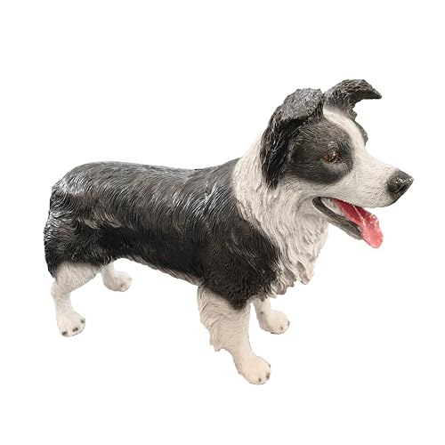 KAJILE Hundefigur,Harz-Border-Collie-Ornament,Hundemodell für Heimdekorationskollektion und Geschenk,Schwarz und Weiß,Länge 36 cm,Breite 9 cm,Höhe 27 cm von KAJILE