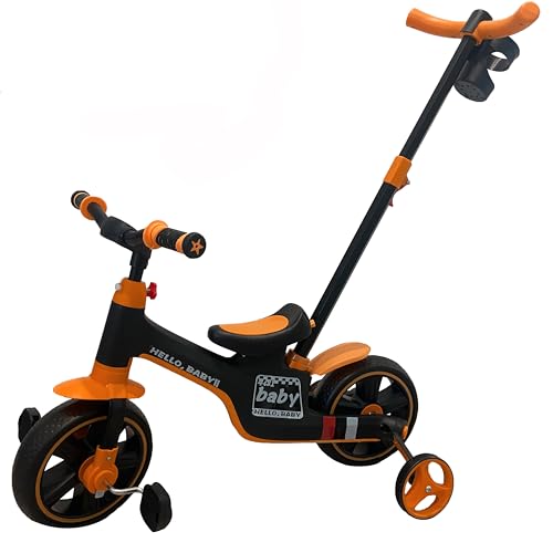 KAJILE Kinder Dreirad, Vorschulfahrrad, Kinder Mobilitäts-Roller, Laufrad, Laufwagen, Anzug für 1,5-5 Jahre alt,Orange KAJILE Kinder Dreirad, Vorschulfahrrad, Kinder Mobilitäts-Roller, Laufrad, Laufwagen, Anzug für 1,5-5 Jahre alt,Orange von KAJILE