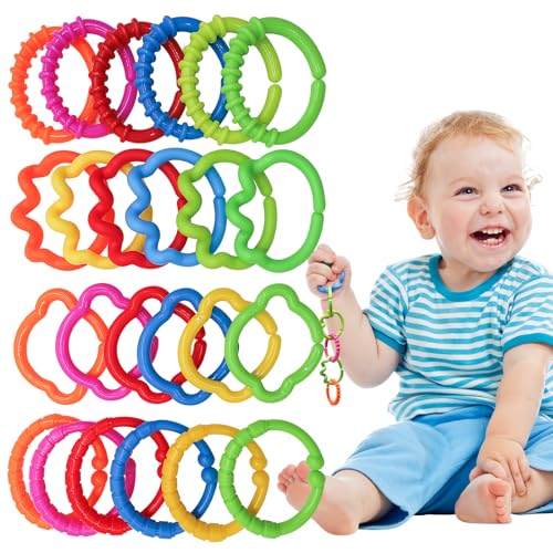 KAKIBLIN Baby Links Ringe, Baby Spielzeug Links, Hängende Kinderwagen Ring Spielzeug, Verbinden Baby Ringe Spielzeug Links für Autositz Spielzeug für Kinderwagen 24 Stück, Alter 0 Monate Plus, Reise KAKIBLIN Baby Links Ringe, Baby Spielzeug Links, Hängende Kinderwagen Ring Spielzeug, Verbinden Baby Ringe Spielzeug Links für Autositz Spielzeug für Kinderwagen 24 Stück, Alter 0 Monate Plus, Reise von KAKIBLIN
