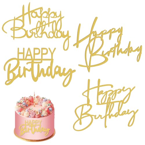 4 Stück Happy Birthday Tortendeko, 4 Stile Cake Topper Happy Birthday Acryl goldene doppelseitige Glitzerbuchstaben Geburtstagskuchendekorationen goldener Kuchenaufsatz Kuchenbuchstaben 4 Stück Happy Birthday Tortendeko, 4 Stile Cake Topper Happy Birthday Acryl goldene doppelseitige Glitzerbuchstaben Geburtstagskuchendekorationen goldener Kuchenaufsatz Kuchenbuchstaben von KALIONE