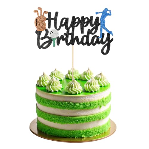 Golf Happy Birthday Kuchen Topper, Sport Theme Golf-Kuchenaufsatz, Sportthema Golf Dekoration, Happy Birthday-Kuchenschild, Kuchenaufsatz für MäNner Mann, Geburtstag Party Supplies von KALIONE