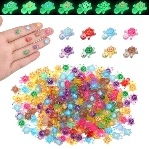 KALIONE 200 Stück Mini-Schildkröte Leuchtend, DIY Mini Figuren Tiny Resin Animals Niedlich Harz Figuren Winzige Schildkröten für Gartendeko, Heimdekoration, Landschaftsgestaltung von KALIONE