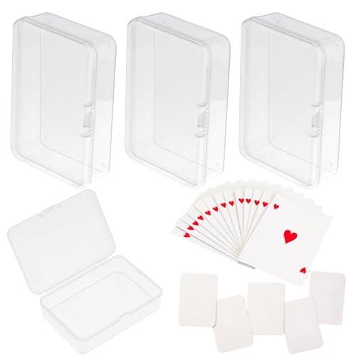 KALIONE 4 Stück Spielkarten Box, durchsichtige Spielkartenhülle Kartenhalter Organizer Spielkarten-Aufbewahrungsbox Kartenaufbewahrungsbox Kartenhalter für Bankkarten Visitenkarten Spielkarten von KALIONE