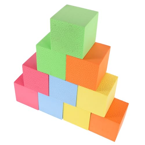 KALLORY 10 Stück Geometrische Schaumstoffwürfel Für Kinder Bunte Schaumstoffwürfel Bausteine ​​pädagogisches Geometrie Spielzeug Für Lernen Und Kreativität von KALLORY