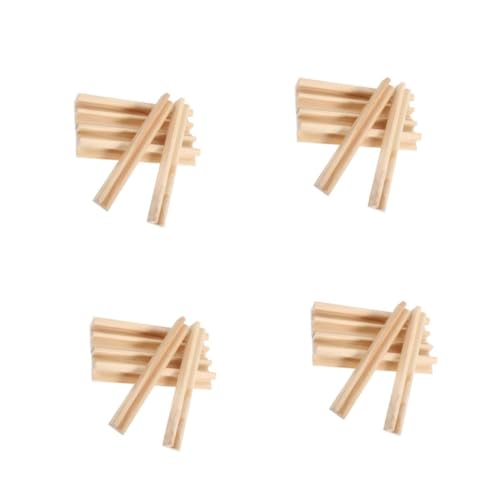 KALLORY 4 Sätze Englische Alphabetbasis Plakatständer Digitale Kacheln Domino Spielzubehör Brettspiel Zubehör Kartenfächer Für Spielkarten Domino-Halter-Racks Kiefernholz Beige 6 Stück * 4 von KALLORY