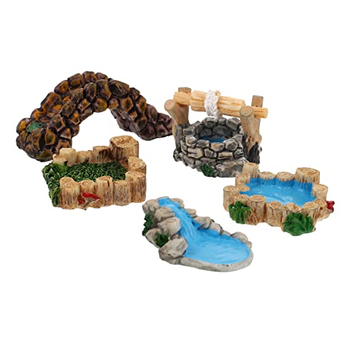 KALLORY 5 Stück Retro-Harz-Ornament Teichdekor Wohnkultur Miniatur Ornamente Bausatz Landschaftsdekor Landschaftsornament Terassendeko Harzbrücke Bonsai-Ornament Aus Harz Mini-brücke von KALLORY