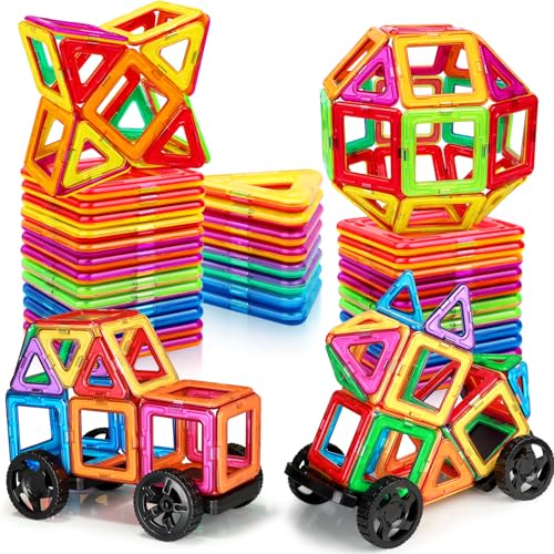 Magnetische Bausteine 48PCS Kinder Magnetbausteine Spielzeug ab 3 4 5 6 Jahre alte Mädchen Junge, Magnetspiel Lernspiele Kinderspielzeug für Kinder im Alter von 3-6, Weihnachten Geburtstagsgeschenke von KALOISYHE
