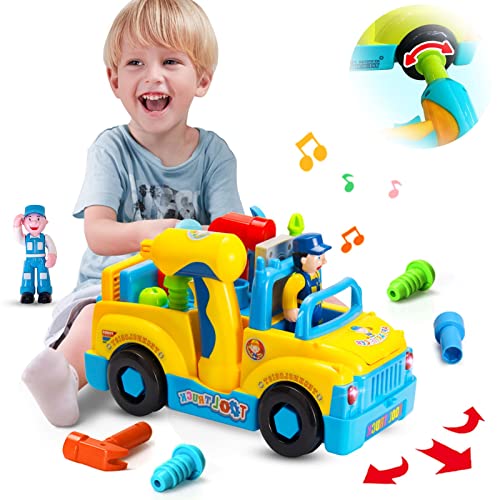 Auto Spielzeug ab 3 4 5-jährige Jungen Mädchen Multifunktionale Konstruktion auseinander nehmen Bump &Go Baufahrzeuge Früherziehung mit Musik/Beleuchtung Weihnachten Geburtstags Geschenke für Kinder von KALOISYHE
