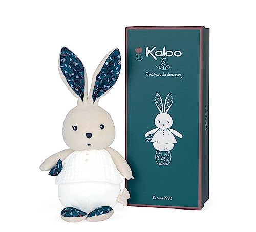 KALOO - K'Doux - Kleine Püppchen Hase Nature - Weiß und blau - Mulltuch-Material - Plüsch - 20 cm - Ab Geburt, K969954 von KALOO