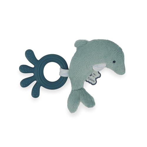 KALOO - Beißring aus Silikon für Babys - Delfinform - Beißspielzeug - Grün - 18x12cm - Ab der Geburt - K211001 von KALOO