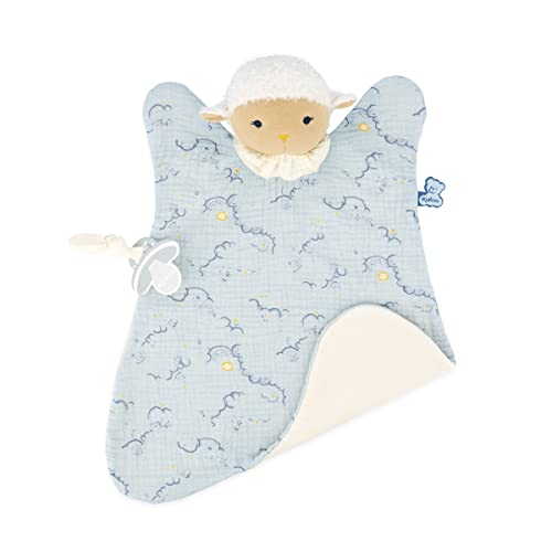 KALOO - Doux Sommeil - Mein Beruhigendes Plüschschaf - 40 cm Großes Schmusetuch für Babys Baumwolle und Mikrovelours - Blau - Ab Geburt, K221002 von KALOO