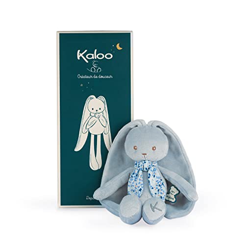 KALOO - Lapinoo - Pantin Lapin - Baby Plüsch Jersey und Strick - 25 cm - Farbe Blau - Sehr weiches Material - Geschenkbox - Ab Geburt, K969939 von KALOO