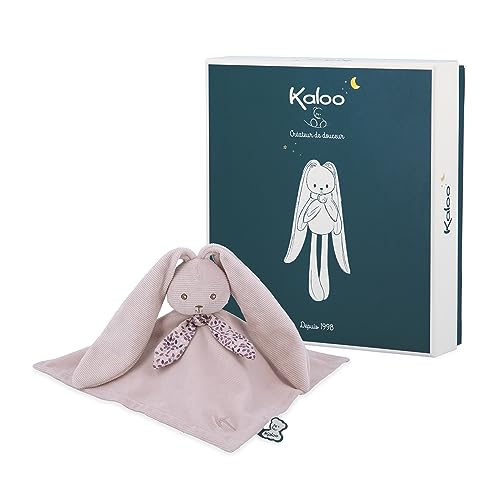 KALOO - Lapinoo - Rosa Hasen-Schmusetuch Plüschtier Baby - Quadratisch 30 x 30 cm - Zwei Materialien Viskose und Cord Sehr Weich - Geschenkbox - Ab Geburt, K218002 von KALOO