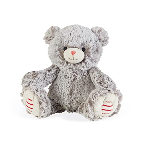 Janod KALOO - Rotes Plüschtier mit Musik, Bär, Mae, grau, Prestige 31 cm – Teddybär aus weichem Fell – Schmusetuch für Babys – beruhigende Melodie La Lu – gewichtete Pfoten – ab der Geburt, K223004 von KALOO