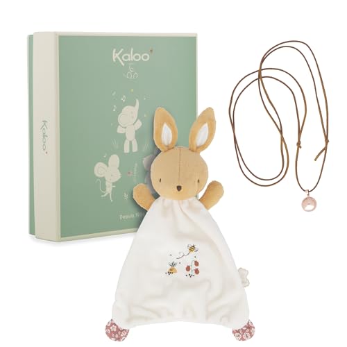 KALOO - Set Schmusetuch Hase + Bola-Halskette Geburt - Geschenk für die Schwangerschaft - Sanftheit und Harmonie ab der Schwangerschaft - Geschenkbox - K210012 von KALOO