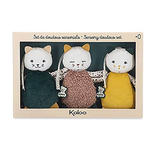 KALOO - Stimuli - Meine kleinen Streichel-Katzen - 3er-Set sensorische Plüschtiere - Entwicklungsspielzeug für Motorik und Handhabung - 14 cm - ab Geburt, K971600 von KALOO