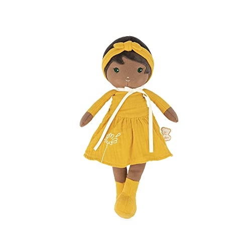 KALOO - Tendresse - Meine Erste Stoffpuppe Naomie - 32 cm Große Puppe - Gelbes Kleid - Geschenkbox und Personalisierbares Band - Ab Geburt, K200009 von KALOO