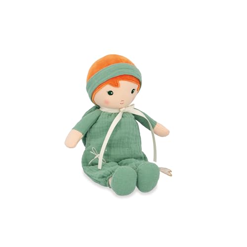 KALOO - Tendresse - Meine Erste Stoffpuppe Olivia - 25 cm Große Puppe - Musselin-Overall - Hübsche Geschenkbox - Personalisierbares Band - Ab Geburt, K200010 von KALOO