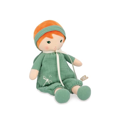 KALOO - Tendresse - Meine Erste Stoffpuppe Olivia - 32 cm Große Puppe - Musselin-Overall - Hübsche Geschenkbox - Personalisierbares Band - Ab Geburt, K200011 von KALOO