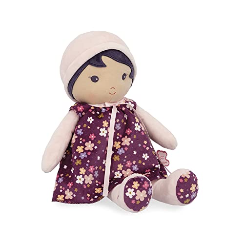 KALOO - Tendresse – My First Doll in Purple Fabric – Large Cloth Doll 40 cm – Floral Dress – Detachable Bloomer – Pretty Gift Box and Personalised Ribbon – from Birth, XL von KALOO