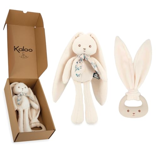 Kaloo - Baby Geschenkset zur Geburt - 2 Stück: Schmusetuch Kaninchen 25 cm + Silikon-Beißring - Lapinoo - Cremefarben - ab Geburt - K390041 Kaloo - Baby Geschenkset zur Geburt - 2 Stück: Schmusetuch Kaninchen 25 cm + Silikon-Beißring - Lapinoo - Cremefarben - ab Geburt - K390041 von KALOO