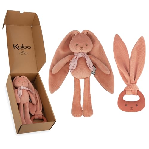 Kaloo - Baby Geschenkset zur Geburt - 2 Stück: Schmusetuch Kaninchen 25 cm + Silikon-Beißring - Lapinoo - Farbe Terracotta - ab Geburt - K390040 Kaloo - Baby Geschenkset zur Geburt - 2 Stück: Schmusetuch Kaninchen 25 cm + Silikon-Beißring - Lapinoo - Farbe Terracotta - ab Geburt - K390040 von KALOO