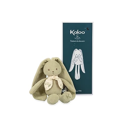 KALOO - Lapinoo - Grüner Hase - Baby-Plüschtier aus Cord - 25 cm - Sehr Weiches Material - Geschenkbox - Ab Geburt, K218014 von KALOO
