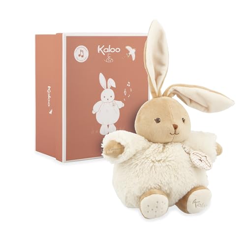 KALOO - Musical-Schmusetuch Hase Creme 17cm - Ultraweiches und Flauschiges Plüschtier für Babys - Zärtlicher Begleiter ab der Geburt - Ideale Größe für kleine Hände - Geschenk zur Geburt - K214021 von KALOO