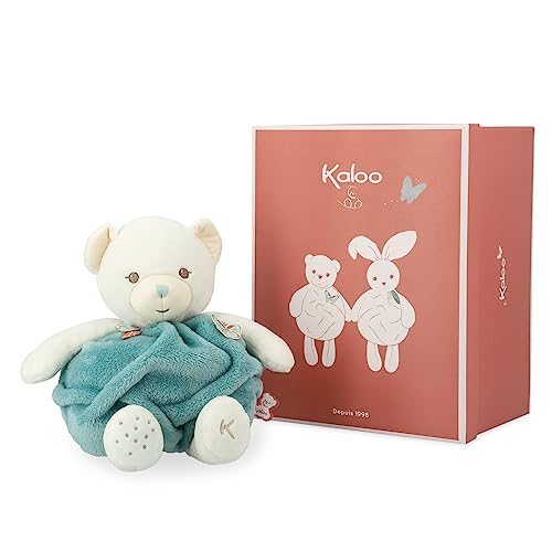 KALOO - Plume - Kokon der Liebe Grüner Bär - Weicher Plüschbär 30 cm - Großes Baby-Kuscheltier - Entwickelt den Tastsinn - Hübsche Personalisierbare Geschenkbox - Ab Geburt, K214001 von KALOO