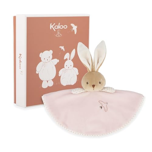 KALOO - Rundes Schmusetuch in Hasenform - Rosa - Vichy-Stil - Größe 24 cm - Weiches und Flauschiges Plüsch für Babys - Zärtlicher Begleiter ab der Geburt Geburt - K214016 von KALOO