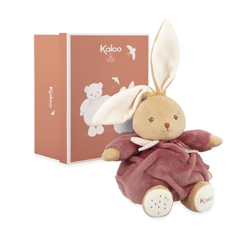 KALOO - Schmusetuch Hase Bordeaux 17cm - Ultraweiches und Flauschiges Plüschtier für Babys - Zärtlicher Begleiter ab der Geburt - Ideale Größe für kleine Hände - Geschenk zur Geburt - K214009 von KALOO