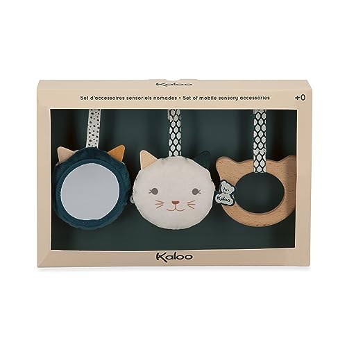KALOO - Stimuli - 3 Sensorische, Mobile Spielzeuge - Katzenformen - Babyausstattung - Spielzeug für Feinmotorik und Gehör - Ab Geburt, K227003 von KALOO