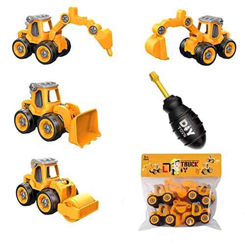 KAMINRUN Digger Toys for Boys, DIY 4 in 1 Construction Toys, Engineering Digger Set, Sandpit/Sand Toys,Disassembly Toys, Educational Toys with Screwdriver for Children, Ages 3, 4, 5 (Yellow … von KAMINRUN