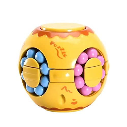KAMINRUN Magic Bean Cube, Rotating Cube, Sensory Toy, Stress Relief Toy, Creative Educational Toy for Children, Adults (Yellow) von KAMINRUN