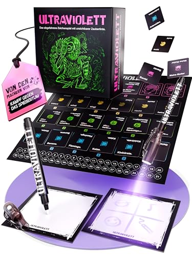 Ultraviolett – Das abgefahrene Zeichenspiel mit unsichtbarer Tinte und UV-Licht | Lustiges Mal-Rate-Partyspiel für Erwachsene & Familien | Brettspiel für 3-4 Spieler | Ab 12 Jahren Ultraviolett – Das abgefahrene Zeichenspiel mit unsichtbarer Tinte und UV-Licht | Lustiges Mal-Rate-Partyspiel für Erwachsene & Familien | Brettspiel für 3-4 Spieler | Ab 12 Jahren von KAMPFHUMMEL