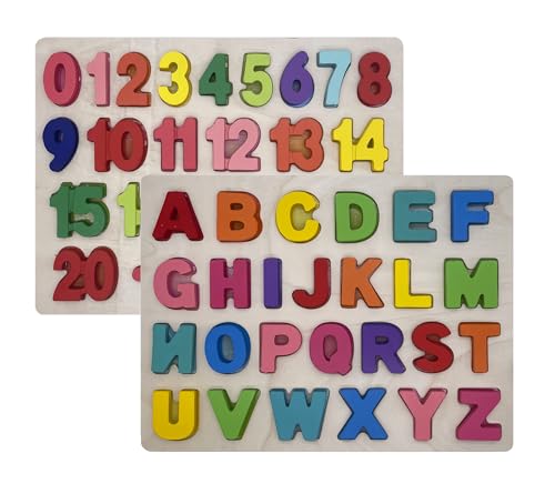 KANCAI Hölzerne Alphabet Puzzles Set ABC Buchstabe Und Zahlen Puzzles Brett Für 2 3 4 5 Jahre alte Kinder Mädchen Junge Lernen Pädagogische hölzerne Puzzle Spielzeug von KANCAI