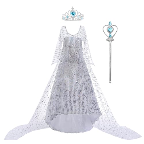 KANDEMY Mädchen Elsa Kostüm Prinzessin Schneekönigin Verkleidung Kinder Kleid mit Umhang Glänzende Faschingskosüme für Karneval Party Cosplay KANDEMY Mädchen Elsa Kostüm Prinzessin Schneekönigin Verkleidung Kinder Kleid mit Umhang Glänzende Faschingskosüme für Karneval Party Cosplay von KANDEMY