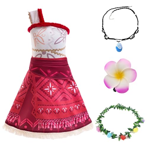KANDEMY Vaiana Kostüm für Kinder 4 Stück Moana Prinzessinnen Kleid Mädchen Faschingskostüme mit Halskette Blumenkranz Haarclip KANDEMY Vaiana Kostüm für Kinder 4 Stück Moana Prinzessinnen Kleid Mädchen Faschingskostüme mit Halskette Blumenkranz Haarclip von KANDEMY