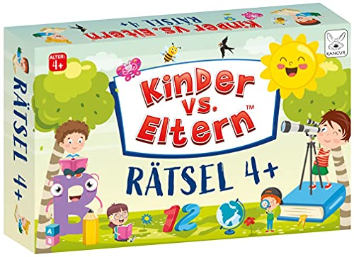 Kinder vs. Eltern Spiel Rätsel 4+ Kinderspiele ab 4 Jahre Gesellschaftsspiele Kartenspiele Familienspiele Kinder Spiele für Unterwegs Quiz Spiel Familienquiz | 50 Karten | 100 Zeichenpuzzles von KANGUR