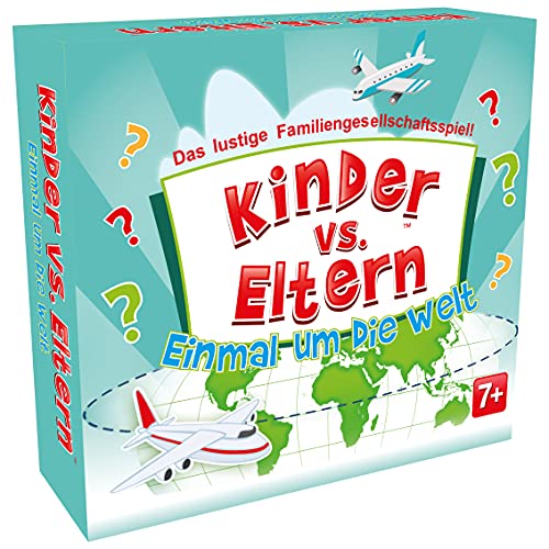 Brettspiel Familienquiz Kartenspiel Quizspiel für Kinder und Erwachsene Gesellschaftsspiel für die ganze Familie | Kinder Contra Eltern Einmal um die Welt | Alter 8+ von KANGUR