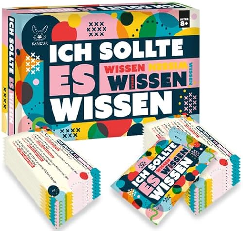 KANGUR Quiz Spiel Erwachsene Spiele für Kinder Kartenspiele Party Spiele ab 8 Jahre Reisespiele Familienspiele Kindergeburtstag Spiele Spiel des Wissens 216 Fragen 54 Karte | Ich Sollte es Wissen von KANGUR