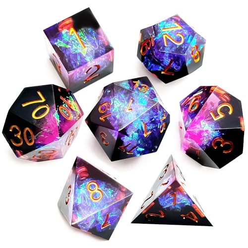 KAOTPO 7 Teilig DND Würfel Set, Doppel-Farben Würfelset mit Würfelbeutel, Dungeons and Dragons Würfel für DND RPG MTG Rollenspiele (lila) von KAOTPO