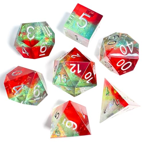 KAOTPO 7 Teilig DND Würfel Set, Doppel-Farben Würfelset mit Würfelbeutel, Dungeons and Dragons Würfel für DND RPG MTG Rollenspiele (rot) von KAOTPO