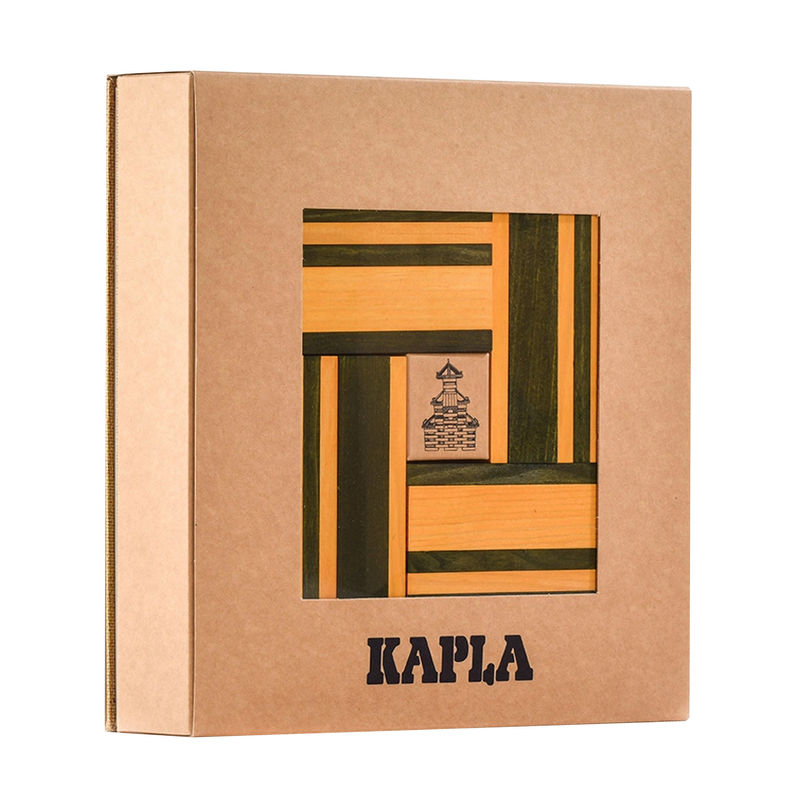 Holzbauplättchen FARBE 40-teilig mit Bastelbuch in gelb/grün von KAPLA®