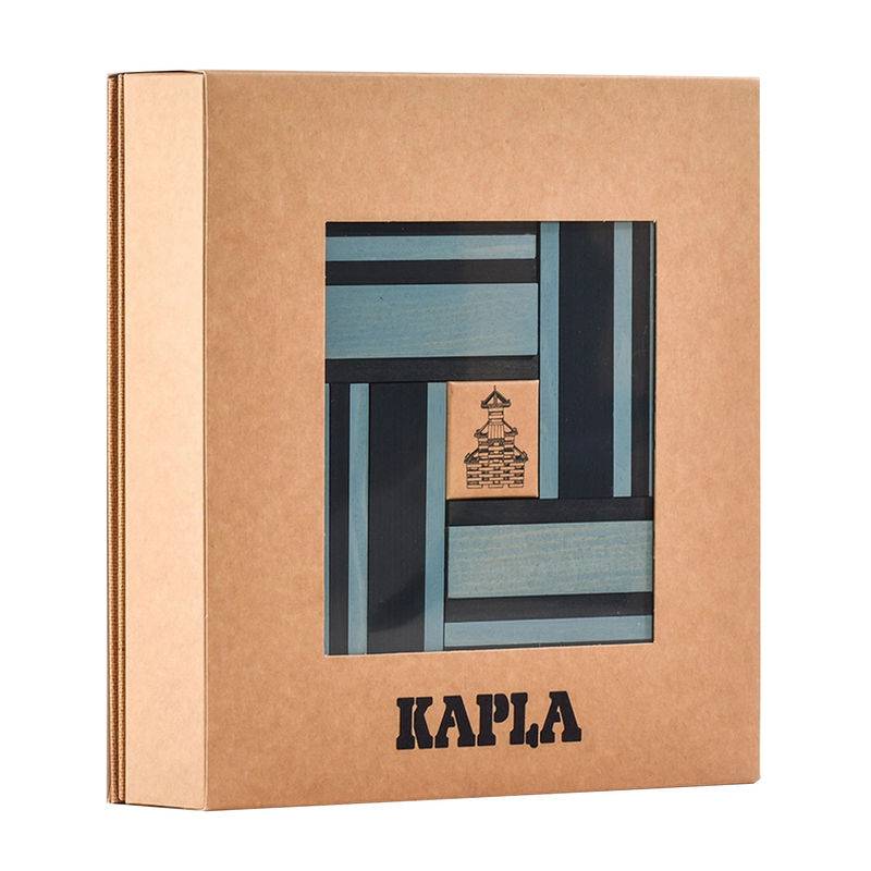 Holzbauplättchen FARBE 40-teilig mit Bastelbuch in hellblau/dunkelblau von KAPLA®