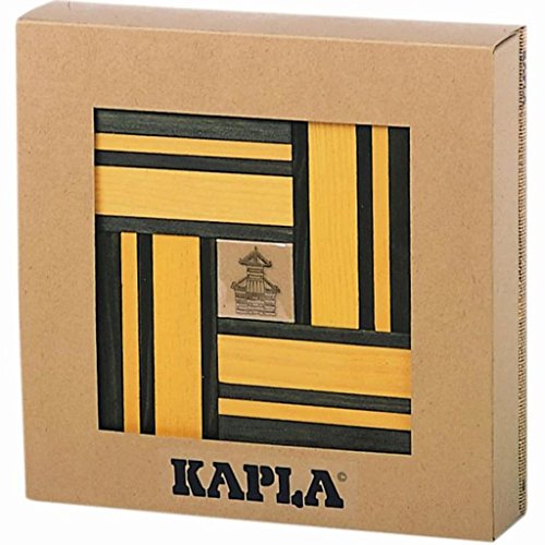 Kapla 9000107 Holzplättchen 40er Box, gelb und 20 grün + Buch von KAPLA
